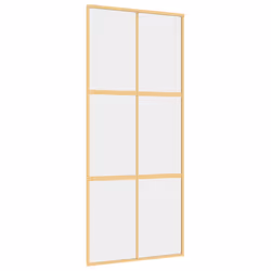 Porta Scorrevole Dorata 90x205 Vetro Trasparente ESG Alluminiocod mxl 86716 - Vista aggiuntiva 2
