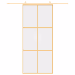 Porta Scorrevole Dorata 90x205 Vetro Trasparente ESG Alluminiocod mxl 86716 - Vista aggiuntiva 3