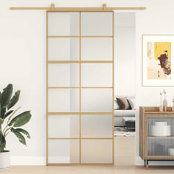 Porta Scorrevole Dorata 90x205 Vetro Smerigliato ESG Alluminiocod mxl 131668