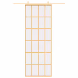 Porta Scorrevole Dorata 76x205 Vetro Trasparente ESG Alluminiocod mxl 131670 - Vista aggiuntiva 3