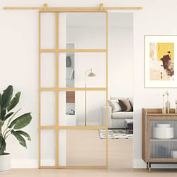 Porta Scorrevole Dorata 90x205 Vetro Trasparente ESG Alluminiocod mxl 131674