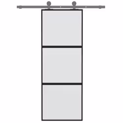 Porta Scorrevole Nera 76x205 cm in Vetro Temperato e Alluminiocod mxl 131749 - Vista aggiuntiva 3