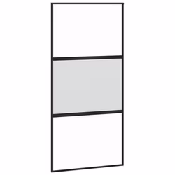 Porta Scorrevole Nera 102,5x205 cm Vetro Temperato e Alluminiocod mxl 131751 - Vista aggiuntiva 2