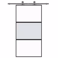 Porta Scorrevole Nera 102,5x205 cm Vetro Temperato e Alluminiocod mxl 131751 - Vista aggiuntiva 3