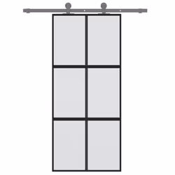 Porta Scorrevole Nera 90x205 cm in Vetro Temperato e Alluminiocod mxl 131750 - Vista aggiuntiva 3