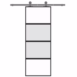 Porta Scorrevole Nera 76x205 cm in Vetro Temperato e Alluminiocod mxl 107775 - Vista aggiuntiva 3
