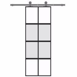 Porta Scorrevole Nera 76x205 cm in Vetro Temperato e Alluminiocod mxl 131756 - Vista aggiuntiva 3