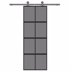 Porta Scorrevole Nera 76x205 cm in Vetro Temperato e Alluminiocod mxl 107778 - Vista aggiuntiva 3