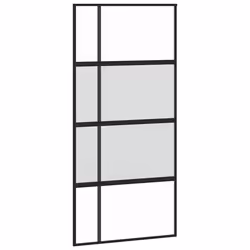 Porta Scorrevole Nera 102,5x205 cm Vetro Temperato e Alluminiocod mxl 83821 - Vista aggiuntiva 2