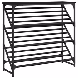Scarpiera Nera 90x30x85 cm in Legno Multistratocod mxl 131097 - Vista aggiuntiva 2