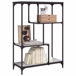 Libreria Grigio Sonoma 81x36x115 cm Legno Multistrato e Acciaiocod mxl 107297 - Vista aggiuntiva 3