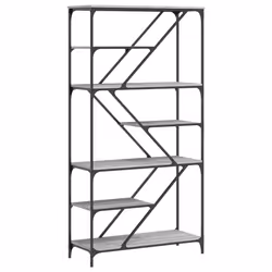 vidaXL Libreria Grigio Sonoma 91x36x176 cm Legno Multistrato e Acciaio - Vista aggiuntiva 2