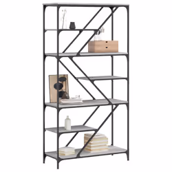 vidaXL Libreria Grigio Sonoma 91x36x176 cm Legno Multistrato e Acciaio - Vista aggiuntiva 3