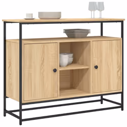 Credenza Rovere Sonoma 100x35x80 cm in Legno Multistratocod mxl 107350 - Vista aggiuntiva 3
