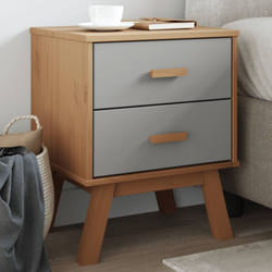 Vidaxl - Comodino olden Grigio e Marrone in Legno Massello di Pino 33584