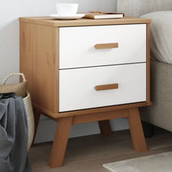 Vidaxl - Comodino olden Bianco e Marrone in Legno Massello di Pino 67102