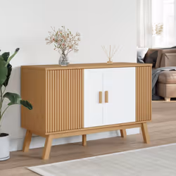 Credenza OLDEN Bianca e Marrone 114x43x73,5 cm Massello di Pinocod mxl 114950 - Vista aggiuntiva 3
