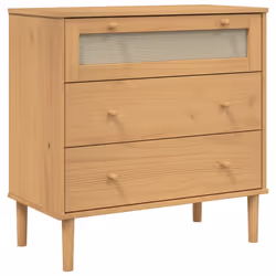 Cassettiera SENJA Aspetto Rattan Marrone 80x40x80 cm Legno Pinocod mxl 131980 - Vista aggiuntiva 2