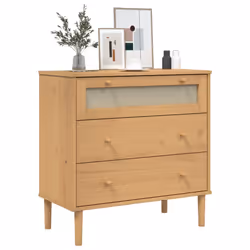 Cassettiera SENJA Aspetto Rattan Marrone 80x40x80 cm Legno Pinocod mxl 131980 - Vista aggiuntiva 3