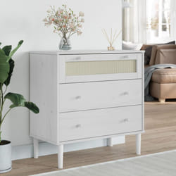 Cassettiera senja Aspetto Rattan Bianca 80x40x80 cm Legno Pino Vidaxl 54558