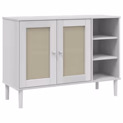 Credenza SENJA Aspetto Rattan Bianco 112x40x80 cm Massello Pinocod mxl 132227 - Vista aggiuntiva 2