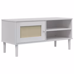 Mobile TV SENJA Aspetto Rattan Bianco 106x40x49 Massello Pinocod mxl 132427 - Vista aggiuntiva 2