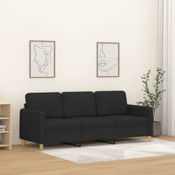 vidaXL Divano a 3 Posti Nero 180 cm in Tessuto