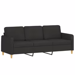 vidaXL Divano a 3 Posti Nero 180 cm in Tessuto - Vista aggiuntiva 2
