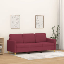 Vidaxl - Divano a 3 Posti Rosso Vino 180 cm in Tessuto 32239