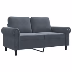 vidaXL Divano a 2 Posti grigio scuro 120 cm in Velluto - Vista aggiuntiva 2