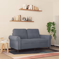 vidaXL Divano a 2 Posti grigio scuro 120 cm in Velluto - Vista aggiuntiva 3