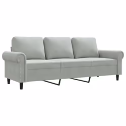 Divano a 3 Posti Grigio Chiaro 180 cm in Vellutocod mxl 107312 - Vista aggiuntiva 2