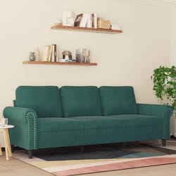 vidaXL Divano a 3 Posti Verde Scuro 180 cm in Velluto