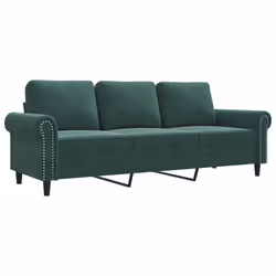 vidaXL Divano a 3 Posti Verde Scuro 180 cm in Velluto - Vista aggiuntiva 2