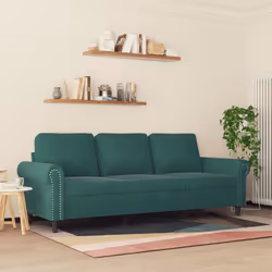 vidaXL Divano a 3 Posti Verde Scuro 180 cm in Velluto - Vista aggiuntiva 3