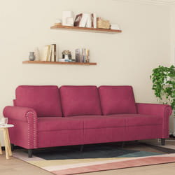 vidaXL Divano a 3 Posti Rosso Vino 180 cm in Velluto