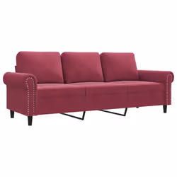 vidaXL Divano a 3 Posti Rosso Vino 180 cm in Velluto - Vista aggiuntiva 2