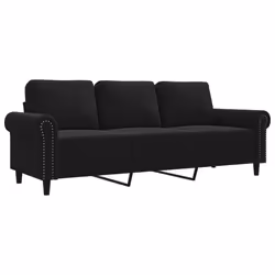 Divano a 3 Posti Nero 180 cm in Vellutocod mxl 83375 - Vista aggiuntiva 2