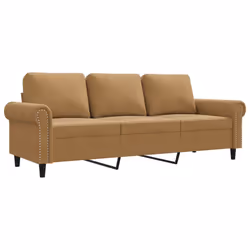 Divano a 3 Posti Marrone 180 cm in Vellutocod mxl 86740 - Vista aggiuntiva 2