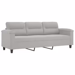 Divano a 3 Posti Grigio Chiaro 180 cm in Tessuto Microfibracod mxl 133350 - Vista aggiuntiva 2
