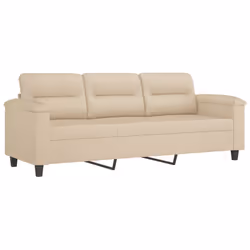 Divano a 3 Posti Crema 180 cm in Tessuto Microfibracod mxl 85413 - Vista aggiuntiva 2