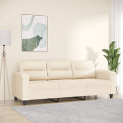 Vidaxl - Divano a 3 Posti Beige 180 cm in Tessuto Microfibra