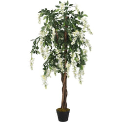vidaXL Glicine Artificiale 840 Foglie 150 cm Verde e Bianco