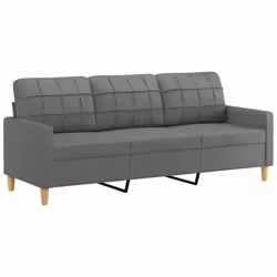 Divano a 3 Posti Grigio Chiaro 180 cm in Tessutocod mxl 118630 - Vista aggiuntiva 2