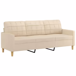 vidaXL Divano a 3 Posti Crema 180 cm in Tessuto - Vista aggiuntiva 2