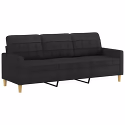 vidaXL Divano a 3 Posti Nero 180 cm in Tessuto - Vista aggiuntiva 2