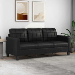 Vidaxl - Divano a 3 Posti Nero 180 cm in Similpelle 1312