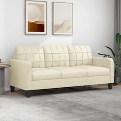 Vidaxl - Divano a 3 Posti Crema 180 cm in Similpelle