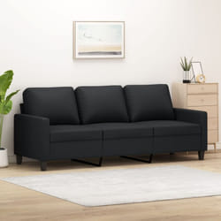 Vidaxl - Divano a 3 Posti Nero 180 cm in Similpelle