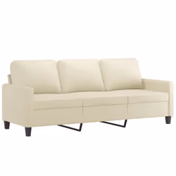 vidaXL Divano a 3 Posti Crema 180 cm in Similpelle - Vista aggiuntiva 2